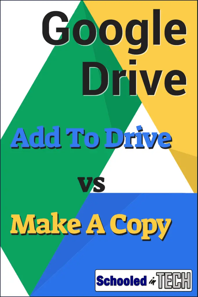 The difference between Add to Drive and Make a Copy in Google Drive. Great organizational options for students and teachers looking for tech tips. #GoogleDrive #Google #Teacher #Cloud #students #school #classroom #techtips