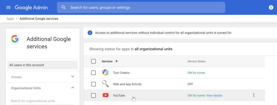 Additional Google Services YouTube