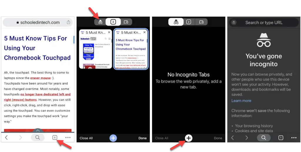 How to open a Chrome incognito window on a phone