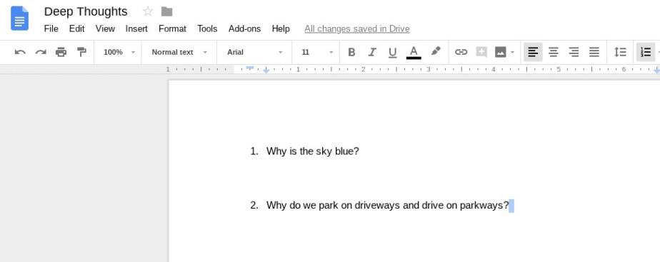 Question and Answers in Google Docs