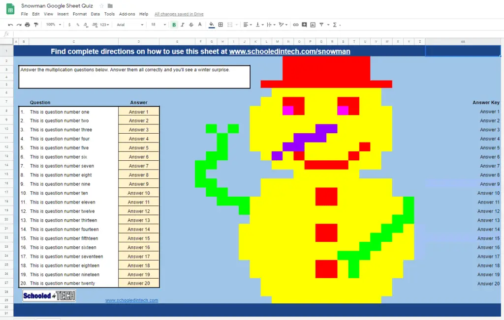 Original Google Sheet Snowman