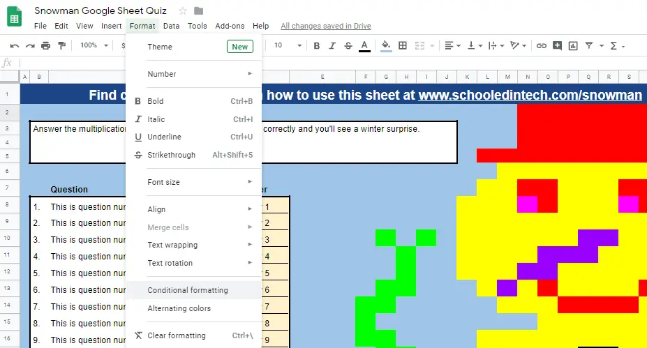 Google Sheets Conditional formatting