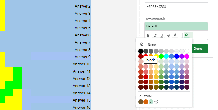 Set Formatting Style Color