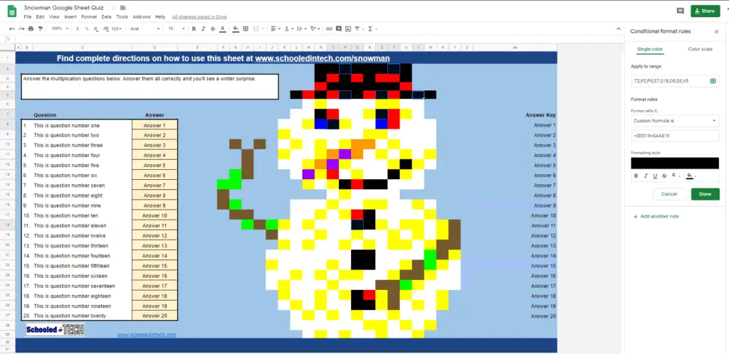 Google Sheet Snowman